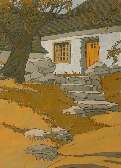 Stone Steps.jpg - Cottage, tempera, Collection of Richard Wolff